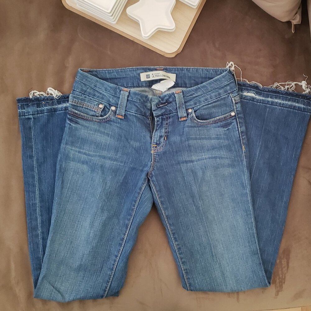 GAP Straight Leg Ultra Low Rise Denim Jeans